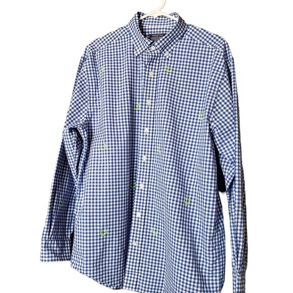 Vineyard Vines Other - Vineyard Vines Kentucky Blue White Checked Green Horseshoe Long Sleeve Men L